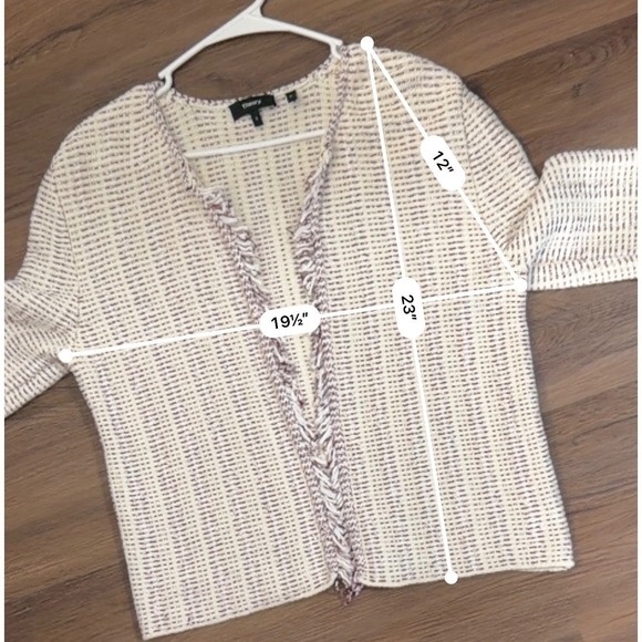 THEORY Galinne Speckle Boucle Knit Open Front Cardigan Sweater Cream Multi Small - Picture 6 of 6